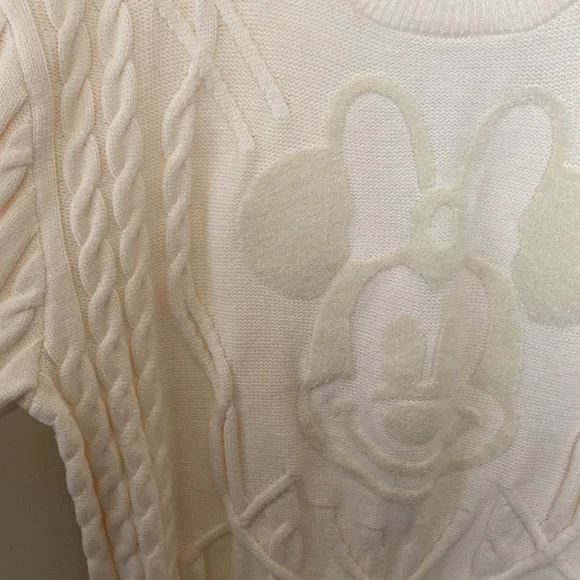 NWT Disney Minnie Mouse Cream Cable Knit Sweater Unisex Size XXL - Flawed - Picture 3 of 9